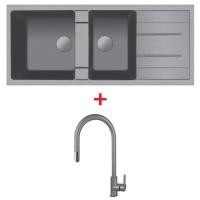 ราคา อ่างล้างจานหินแกรนิต รุ่น PRIME 1160/500 GREY ฟรี ก๊อกน้ำ รุ่น AZTAC II GREY ฟรี ก๊อกน้ำ รุ่น AZTAC II GREY (6439948249)