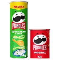 ราคา Pringles Potato Chips Sour cream & Onion 107g และ Pringles Potato Chips Original Flavor 42g (11682579901)