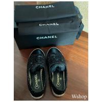 ราคา (Used Like Very New)รองเท้า Chanel Espadrilles Glittered ของแท้% (22442315233)