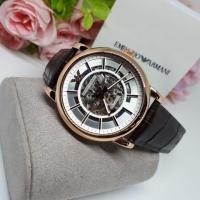 ราคา ⌚EMPORIO ARMANI AR1983 Men's Meccanico Automatic Skeleton Leather Brown (1197867261)