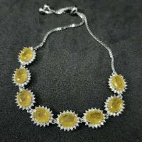 ราคา สร้อยข้อมือ บุษราคัม Yellow sapphire พลอยแท้ ขนาด 6×8 มม. 8 เม็ด ประดับ CZ ตัวเรือนเงิน 925 ชุบทองคำขาว แบบรูด (3015275657)