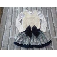 ราคา เดรสเด็กผู้หญิง แขนยาว กระโปรงลูกไม้ เสื้อแต่งดอกกุหลาบสีขาว (2065790682)