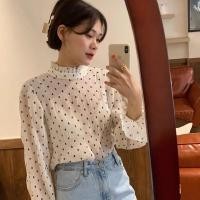 ราคา ⚡️พร้อมส่ง⚡️งานเกาหลี เสื้อสีขาวแขนยาว เสื่อผ้าชีฟองแขนยาว เสื้อแขนยาวสีขาวลายจุดผ้าชีฟองคอเต่าแต่งระบายปลายแขนระบาย (17569916105)