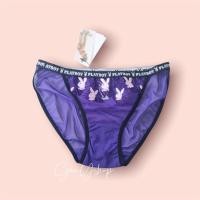 ราคา [NEW] Playboy แท้ กางเกงชั้นในเพลบอย ตัดต่อลูกไม้ซีทรู (สีม่วง) (17408439482)