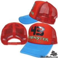 ราคา หมวกแก๊ปฟองน้ำตาข่ายคละลาย หมวกตาข่ายMONSTER 43 สีแดงปีกน้ำเงิน รุ่น F5Ah15-0011 แบรนด์ iDenGo (5769927053)