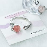 ราคา แหวนเงินแท้92.5% พร้อมส่งแหวนน้องแมวประดับด้วยลูกปัดสีชมพู แหวนเงินแท้92.5% (8214823408)