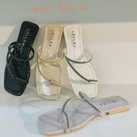 ราคา รองเท้าแฟชั่นงานสายไขว้นิ้วโป้งพร้อมติดเพชรสวยมากขายดีสุดสุด✨✨ (13636917230)