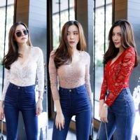 ราคา บอดี้สูทลูกไม้ซีทรู แขนยาว (4328968369)