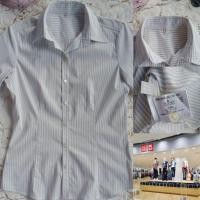 ราคา UNIQLO size L เสื้อเชิ้ตแขนยาว 3 ส่วน สีขาว-เทาลายทาง (15181609235)