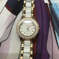 ราคา นาฬิกาข้อมือ DKNY แท้ pink gold เซรามิกสีขาว มือสอง (2705860085)