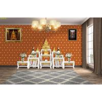 ราคา วอลเปเปอร์ติดผนัง ลายไทย ตกแต่งห้องพระ ลายพุ่มข้าวบิณฑ์ (สีทองพื้นแดง) (4850933675)