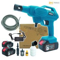 ราคา BONCHI เครื่องฉีดน้ำแรงดันสูงไร้สาย ปืนอัดฉีดน้ำแรงดันสูงไร้สาย ปืนอัดฉีดล้างรถทำความสะอาดพื้น แบต 2 ก้อน แรง 199V สีฟ้า (16358748588)