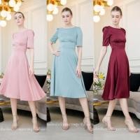 ราคา เดรสออกงานทรงสวยเรียบหรู (21442456826)