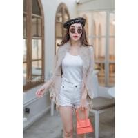 ราคา เสื้อคลุมไหล่ไหมพรม เสื้อคลุมแต่งขนฟรุ้งฟริ้ง (6948422278)