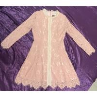 ราคา เดรสลูกไม้แขนยาว สีชมพู Lady Ribbon (19733485925)