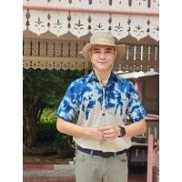 ราคา เสื้ิอเชิ้ตย้อมครามลายปุยเมฆผ้าฝ้ายแท้100% (22347394795)