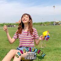 ราคา Choosedress 1463 เสื้อยืดแขนสั้นลายทางคัลเลอร์ฟูล (3332718486)