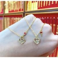 ราคา สร้อยคอลายสั้นลงยาหัวใจคู่ น้ำหนัก 1 สลึง ทองแท้96.5% (16727457112)