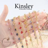 ราคา พร้อมส่ง!! สร้อยข้อมือเกาหลีทอง24K ห้อยพลอยสีสวย ประจำวันเกิด (16219616534)