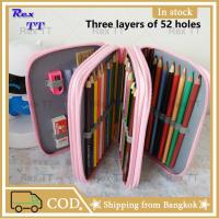 ราคา Rex TT Colored pencil storage bag, folding porous storage, pencil pouch, zipper, large capacity, 3-layer pencil storage (19752775222)