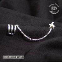 ราคา ต่างหูเงินแท้ รูปดาว พร้อมสายโซ่ และearcuff 3 bars (1297000470)