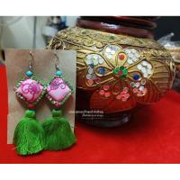 ราคา ต่างหูพู่ ปักไหมพรม แฮนเมด (18276917061)