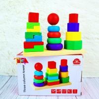 ราคา บล็อกไม้สวมหลัก 3 เสา ทรงเจดีย์ขนาดกลาง Wooden toy ของเล่นเด็ก ของเล่นไม้ เสริมพัฒนาการ เสริมทักษะ IQ EQ (5769853182)