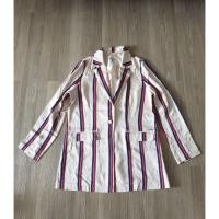 ราคา เสื้อ Blazer CC Double O สีขาวออฟไวท์ มีลายทางสีกรม/แดงเบอร์กันดี ไซส์ L ของแท้ 100% ของใหม่ (16021143593)