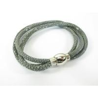 ราคา กำไล สร้อยข้อมือ หนังปลากระเบน กระเบน สีเทา Genuine Gray Stingray Leather Magnetic Bracelet (2185082704)