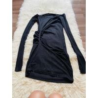 ราคา ชุดเดรสกระโปรงสีดำสั้น ปาดไหล่ (18092491065)