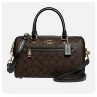 ราคา Coach ทรงหมอน สีน้ำตาล กระเป๋า COACH F83607 ROWAN SATCHEL IN SIGNATURE CANVAS (23272477791)
