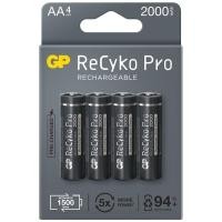 ราคา ถ่านชาร์จ Gp recyko Pro AA 4 ก้อน 2000 mAh ของแท้ ก้อนสีดำ (4511311466)