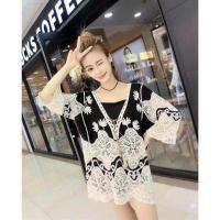 ราคา เสื้อตัวยาว เนื้อผ้าสปัน ปักลายทั้งตัว งานลูกไม้ผสมกันลงตัวสุดๆ (4216990584)