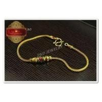 ราคา ใหม่ !! สร้อยข้อมือลงยาชุบทอง 24K (99.9%) ลายสี่เสา ปล้องกลาง ไม่มีตุ้งติ้ง น้ำหนัก 2 สลึง (7765050761)