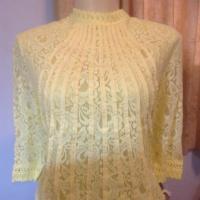 ราคา เสื้อลูกไม้แท้สีเหลืองแขนสามส่วน (2136166138)