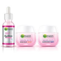 ราคา Garnier Sakura White Cream Set Day Night Hyaluron Booster Serum 50ml 30ml ครีม การ์นิเย่ ซากุระ เซรั่ม SPF21/PA+ (4541348800)