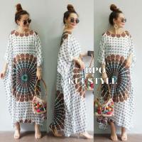 ราคา แมกซี่เดรส เดรสยาว ทรงค้างคาว คอกลม แขนปีกกว้าง สไตล์โบฮีเมี่ยน เดรสโอเวอร์ไซส์ สาวอวบ สาวอ้วน บิ๊กไซส์ ใส่ได้ ไปทะเล (6960422088)
