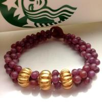 ราคา ลูกปัดทอง24kลายมะยม ร้อยถักเม็ดพริกไทยด้วยหินทับทิม งานมือรูปแบบโบราณ สวยและหายาก (6705255047)