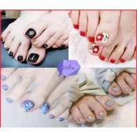 ราคา เล็บปลอมนิ้วเท้าสำเร็จรูป เล็บปลอมน่ารัก สติกเกอร์ติดเล็บ ลายสวยงาม 24 ชิ้น มีของพร้อมส่ง (2979925461)