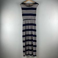 ราคา เดรส ยาว แขนกุด สีน้ำเงิน ลายขวาง (19529704226)