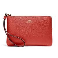 ราคา พร้อมส่ง Coach คล้องมือ S 1 ซิป สีแดงเมทัลลิค อะไหล่ทอง (14434112884)