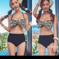 ราคา New! ชุดว่ายน้ำ M ทูพีชสีดำขาว กางเกงเอวสูง (3100990239)