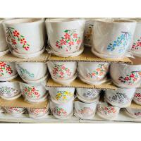 ราคา กระถางดินเผา กระถางทรงไข่เพ้นท์ลายดอกไม้ กว้าง 4.5 นิ้ว พร้อมจานรอง (14697786137)