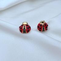 ราคา Ks ต่างหูสตั๊ด รูปแมลงเต่าทอง สามมิติ ฝังพลอย โลหะ เคลือบสี น่ารัก Q (25412294245)