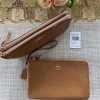 ราคา COACH แท้% กระเป๋าคล้องมือสีน้ำตาล 2 ซิป ไซค์ L พร้อมส่ง (4528765720)