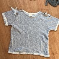 ราคา เสื้อไหมพรมแขนสั้นZara สีขาวแซมดิ้นสีน้ำเงิน ตรงแขนมีดีเทลโบว์ size152 เด็ก/ผู้ใหญ่ใส่ได้ (7916173040)