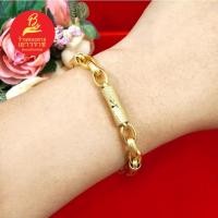 ราคา สร้อยข้อมือทองลายโซ่คั่นปล้องตัดลาย ความยาว 7.5-8 นิ้ว น้ำหนักเทียบเท่า 2 สลึง ชุบทอง ทองไมครอน ทำมาจากทองเหลือง ใส่ได้ (15897550262)