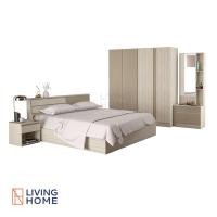ราคา ชุดห้องนอน 6 ฟุต สีไวท์โอ๊ค/ครีมผ้า รุ่น Money | Livinghome (13442184225)
