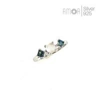 ราคา แหวนเงินแท้ 925 ฝังพลอยมูนสโตน(มุกดาหาร) และไพลิน (13049744252)