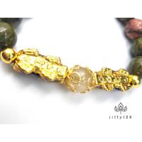 ราคา thaijy K420 ข้อมือปีเซียะคู่หินถูกหวยปี่เซียะ5ธาตุขั้นกลางด้วยไหมทอง (19920666503)